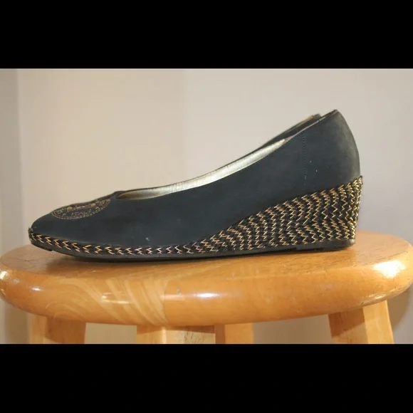 🪙 Vintage '90s Fendi FF Logo Wedge Espadrilles Heels - Picture 9 of 9